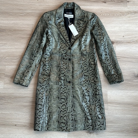 Veda Snake Print Leather Jacket - Black and Gray - Picture 5 of 13